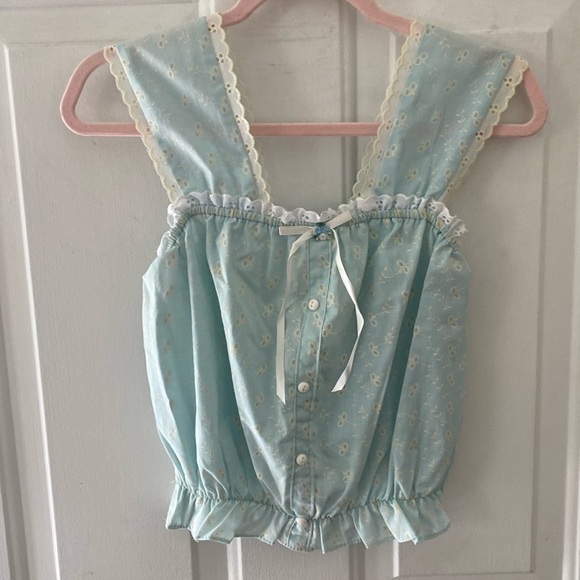Vintage Other - Vintage 70’s Surf & Turf Baby Doll Eyelit Bustier Style Top. Tag Size Large